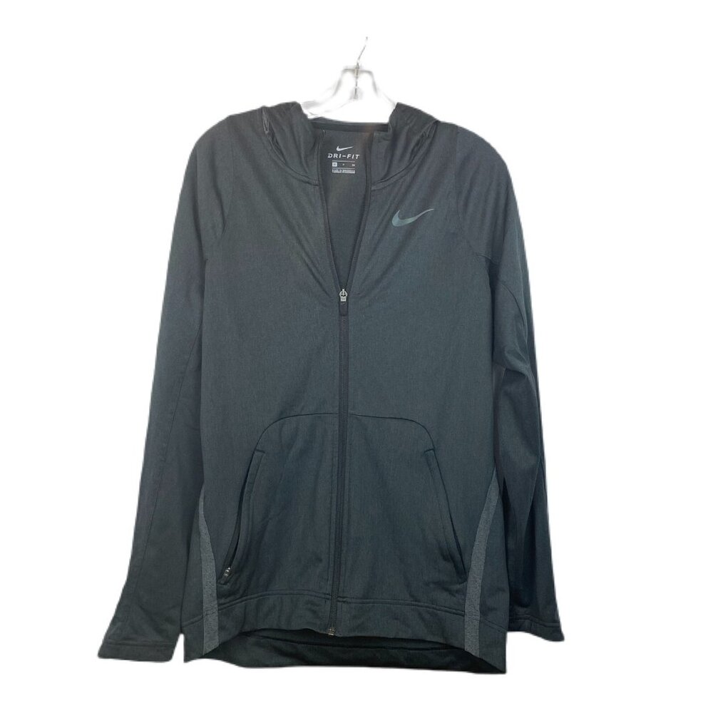 Nike Women's Size Small Full Zip Hoodie Dri-fit Black Gray Long Sleeve Solid